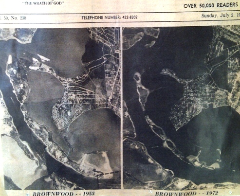 A 1972 newspaper photo of a Brownwood subsidence