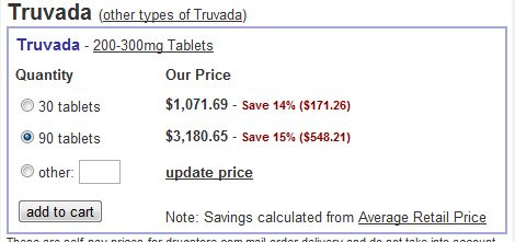 Discounted Internet individual cost for the HIV medication Truvada.