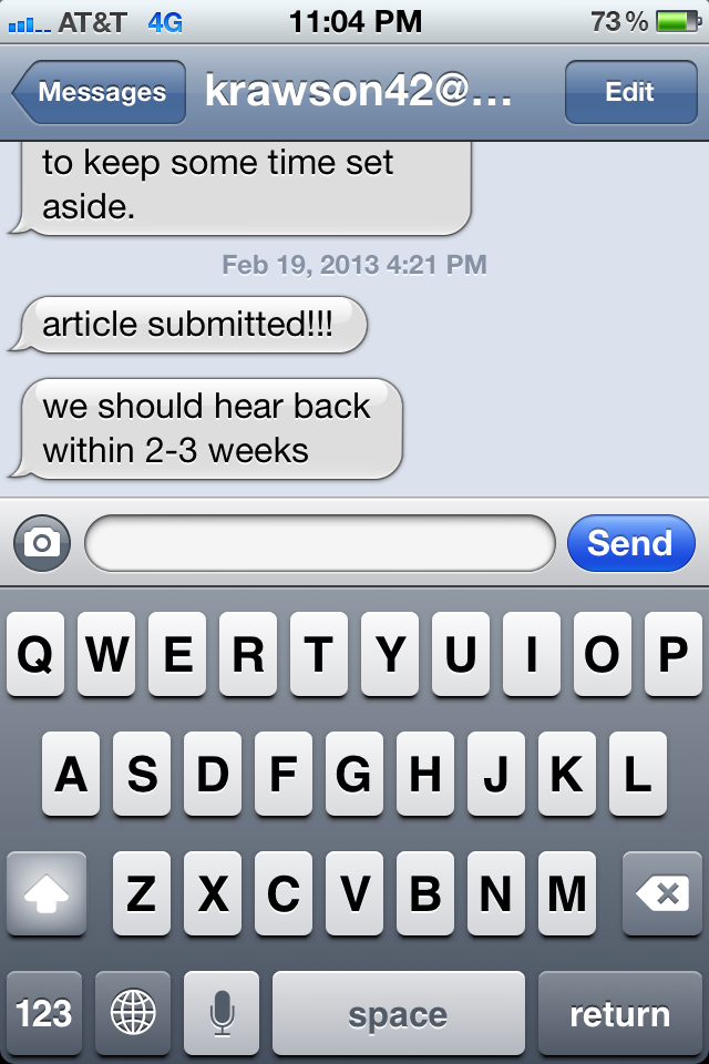 2/19/13: Our paper got submitted to the Journal of Rhetoric. Yay!